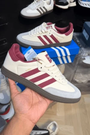 Shop Adidas Samba Putty Grey Maroon Sneakers - 7A First Copy