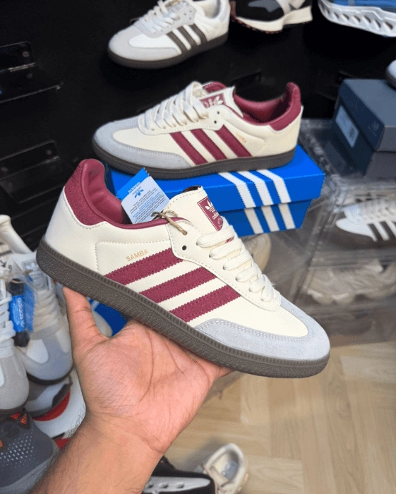 Men And Women Adidas Samba Putty Grey Maroon Sneakers 1 Shop Adidas Samba Putty Grey Maroon Sneakers - 7A First Copy