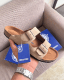 Shop Birkenstock Arizona Beige Sandals Online - First Copy
